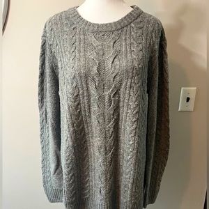 Lord & Taylor Gray Cable-Knit Sweater